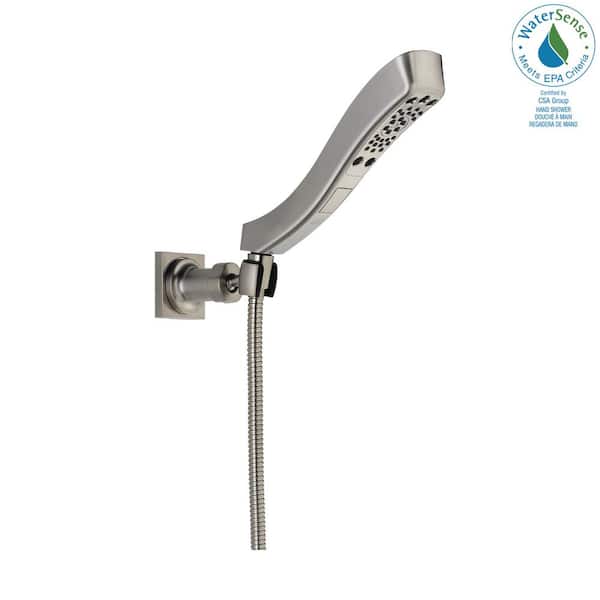 Delta 4-Spray Patterns 1.75 GPM 2.38 in. Wall Mount Handheld Shower Head with H2Okinetic in Stainless
