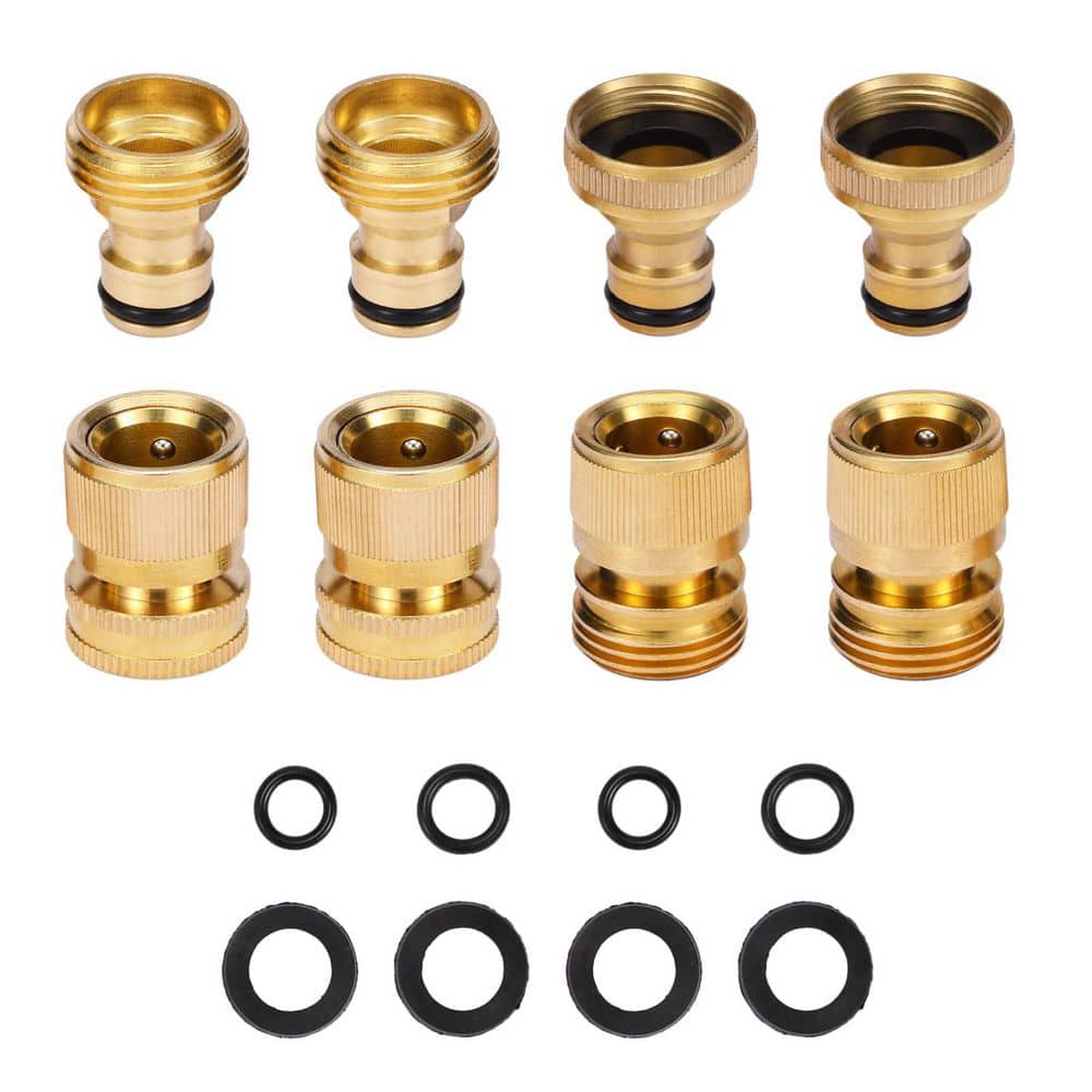 Garden Hose Quick Connect Solid Brass Water Hose Connector Standard 3/4 inch GHT 4 Set Female and Male price history on PriceWatchPro