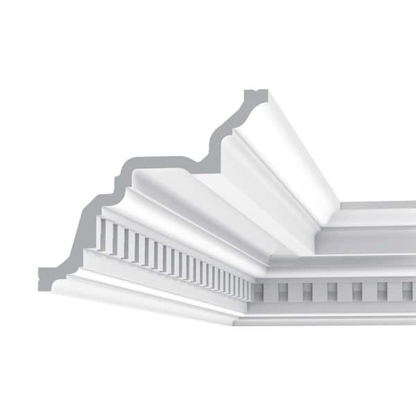 6-1/2 in. x 7-5/8 in. x 78-3/4 in. Dentil Primed White High Density Polyurethane Crown Moulding