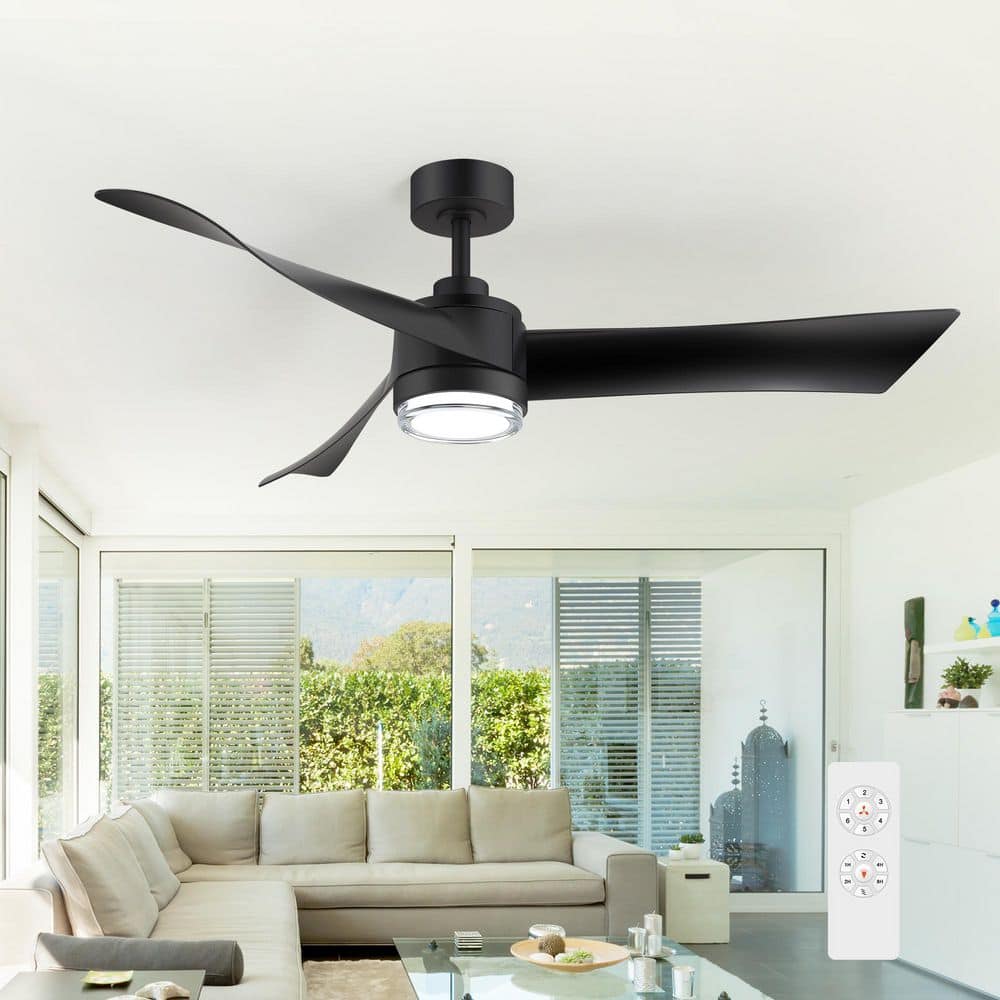 Hector II 54 in. Black Propeller Ceiling Fan with Integrated LED Light, 3-Black Blades, Downrod and Remote Included price history on PriceWatchPro