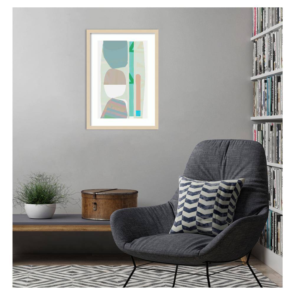 Blue Stones I Natural Wood Framed Abstract Wall Art Print