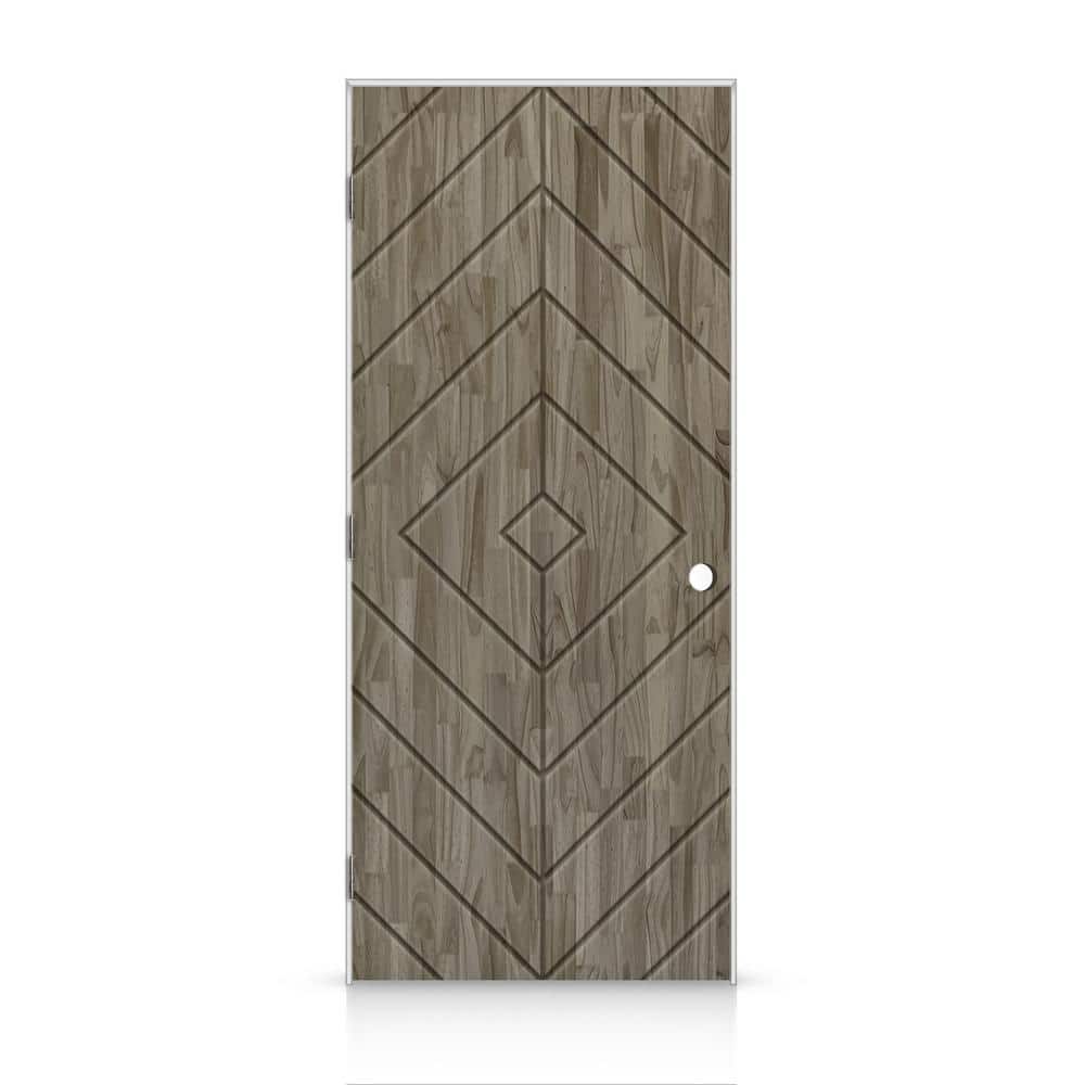 24 in. x 80 in. Diamond Right-Handed Hollow-Core Weather Gray Stained Smooth Pine Wood Single Prehung Interior Door price history on PriceWatchPro