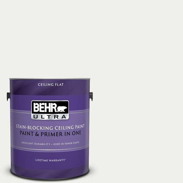 BEHR ULTRA 1 gal. # UL190-12 Falling Snow Ceiling Flat Interior Paint and Primer in One