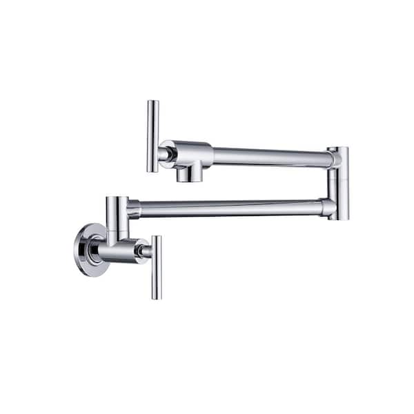 2 Handles Wall Mounted Pot Filler With Swing Arm Folding Faucet In Chrome Ec W928106358 The 9147