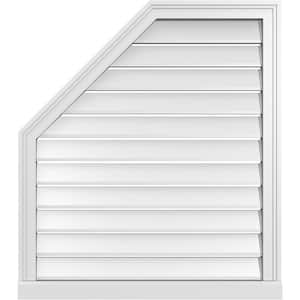 30 in. x 34 in. Octagonal Surface Mount PVC Gable Vent: Functional with Brickmould Sill Frame