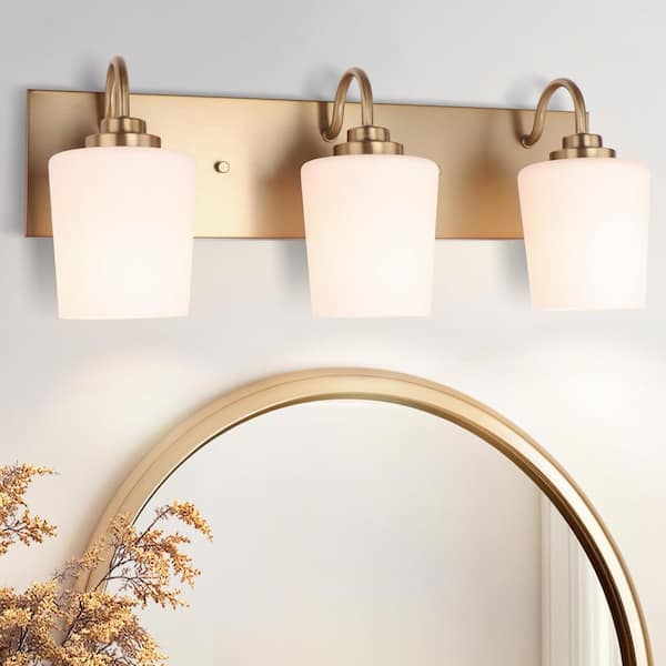 20 in. W Gold 3 Light Vanity Light for Bathroom, Wall Lighting Over Mirror, E26, No Bulbs Included