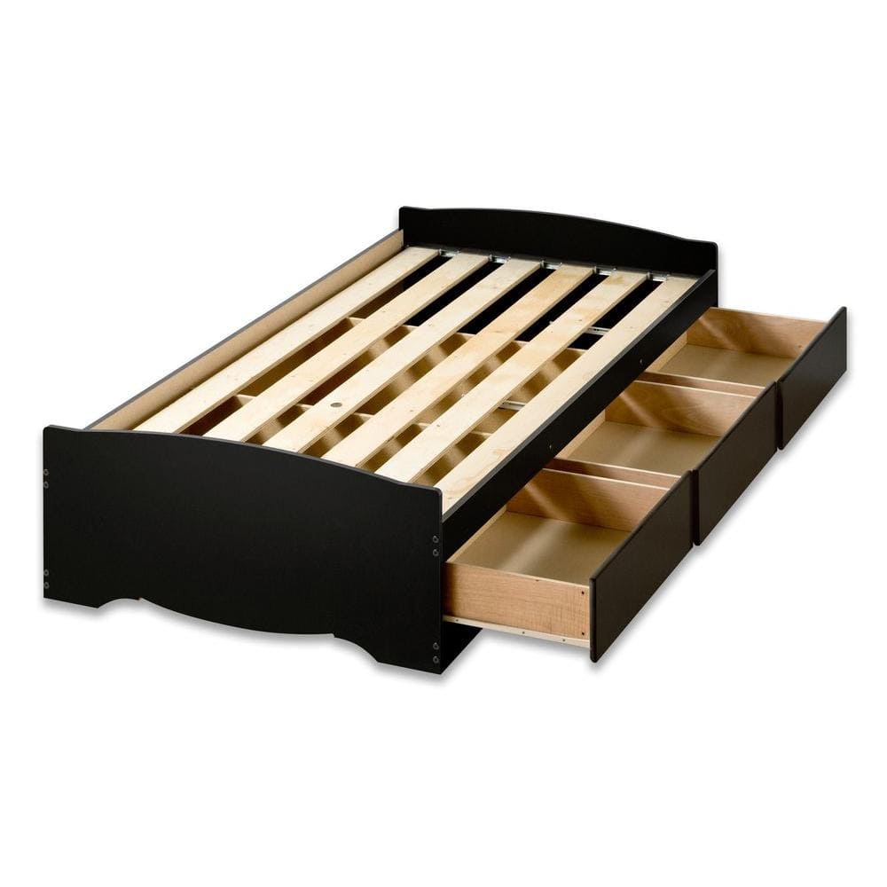 Prepac Sonoma Twin Xl Wood Storage Bed, Black Twin Platform Bed With Storage