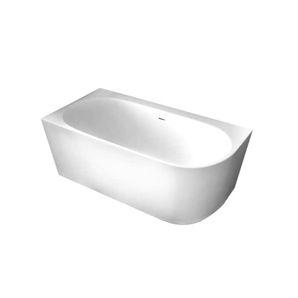 A&E Willie 65 in. x 31.5 in. Rectangular Soaking Bathtub with Center Drain in High Gloss White