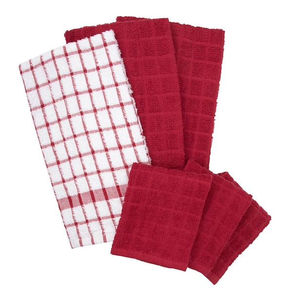 RITZ Black Terry Check Cotton Kitchen Towel Set of 3 82414A - The Home Depot