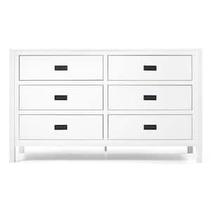 57-in. Classic Solid Wood 6-Drawer Dresser - White