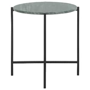 Evrynne 16.8 in. Forest Green/Black Round Metal End Table
