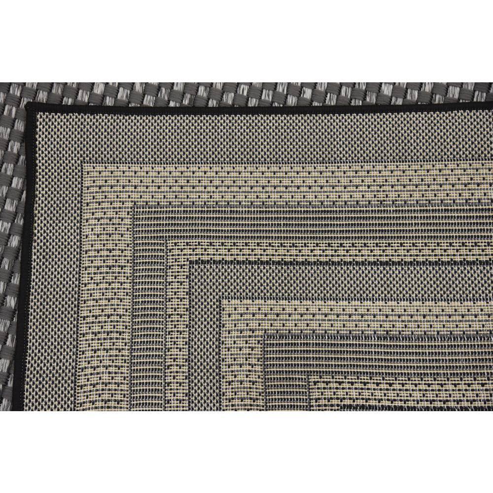6' x 9' Gray Multi Border Outdoor Flat Woven Rug