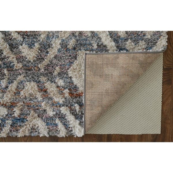 2 X 8 Gray, Ivory Geometric Area Rug