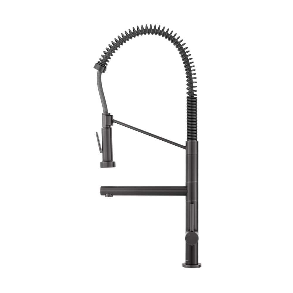 Gunmetal Gray Single Handle Pull-Down Kitchen Faucet with Pot Filler