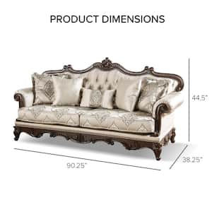 Noel 2-Piece Dark Chery and Beige Polyester Living Room Set