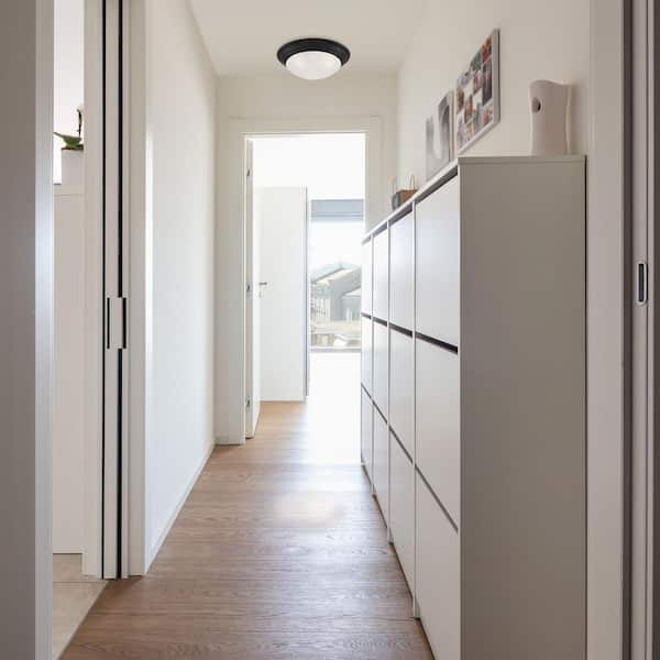 Tap 16.75 in. Transitional Matte Black Medium-Base (E26) Bulb Flush Mount for Kitchens