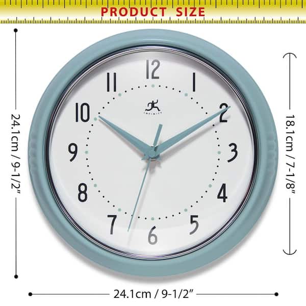 Infinity Instruments Retro Round Baby Blue Aluminum Wall Clock
