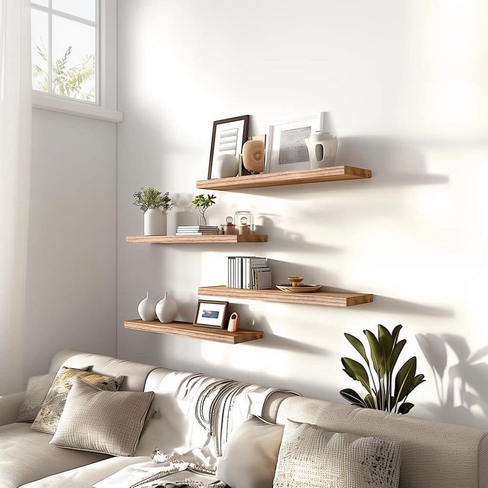 17 in. W x 6 in. D Light Wood Floating Shelves Decorative Wall