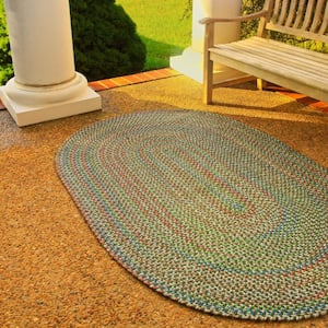 Kennebunkport Burgundy Multi 2 ft. x 4 ft. Oval Indoor/Outdoor Braided Area Rug