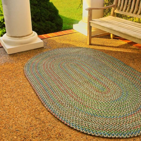 Kennebunkport Burgundy Multi 3 ft. x 5 ft. Oval Indoor/Outdoor Braided Area Rug