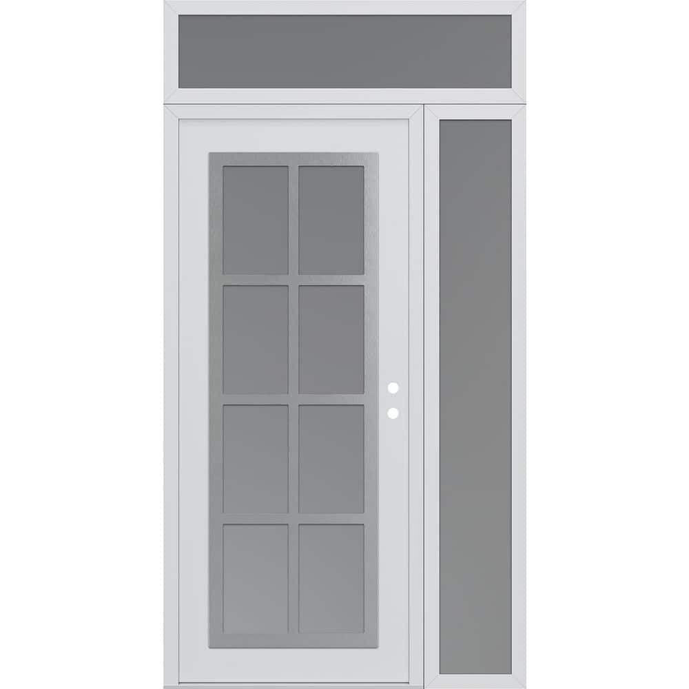 C16 50 in. x 96 in. Silver P Left-Hand/Inswing Frosted Glass White/White Sidelite + Transom Steel Prehung Front Door price history on PriceWatchPro