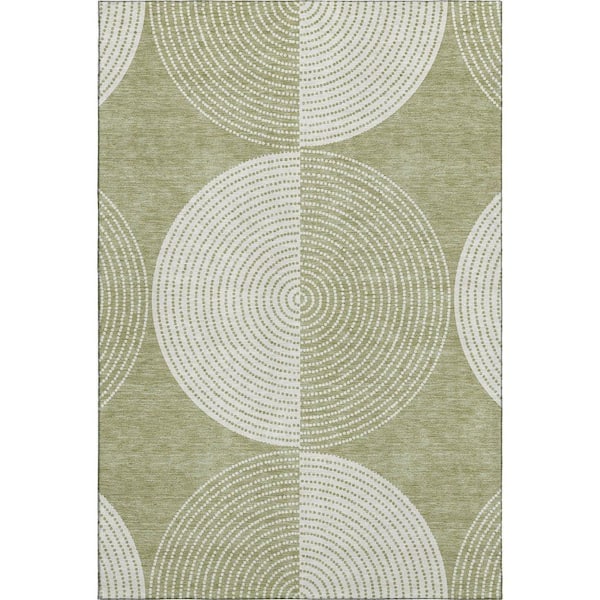 Mayfield Premium Machine Washable Abstract AMF2275 Aloe 10 ft. x 14 ft. Area Rug