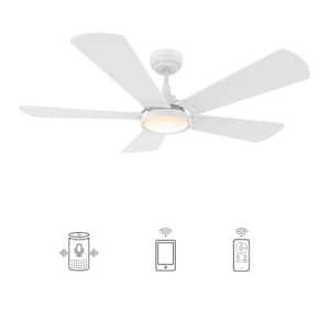 Wilkes 52 in. Dimmable LED Indoor/Outdoor White Smart Ceiling Fan with Light and Remote, Works with Alexa/Google Home