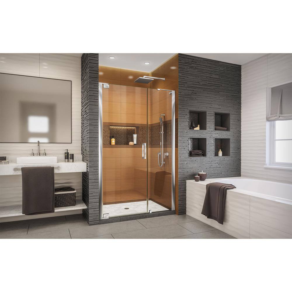 Elegance Frameless Black Pivot Shower Door with Clear Glass
