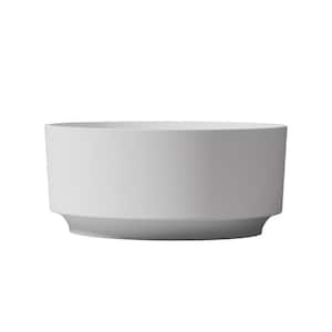 49 in. x 49 in. Round Stone Resin Solid Surface Freestanding Soaking Bathtub with Center Drain in White