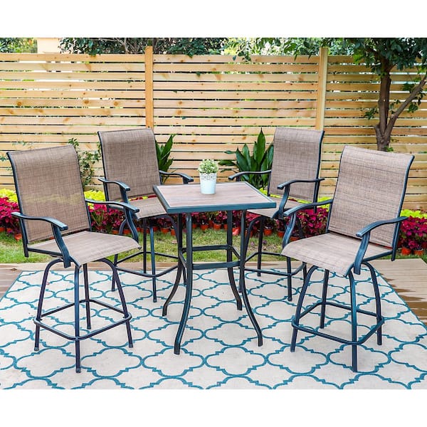 outdoor bar table and swivel chairs