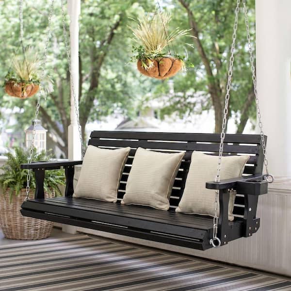 Fortune Candy 5 ft. Extra Large Wooden Porch Swing 3-Seater with