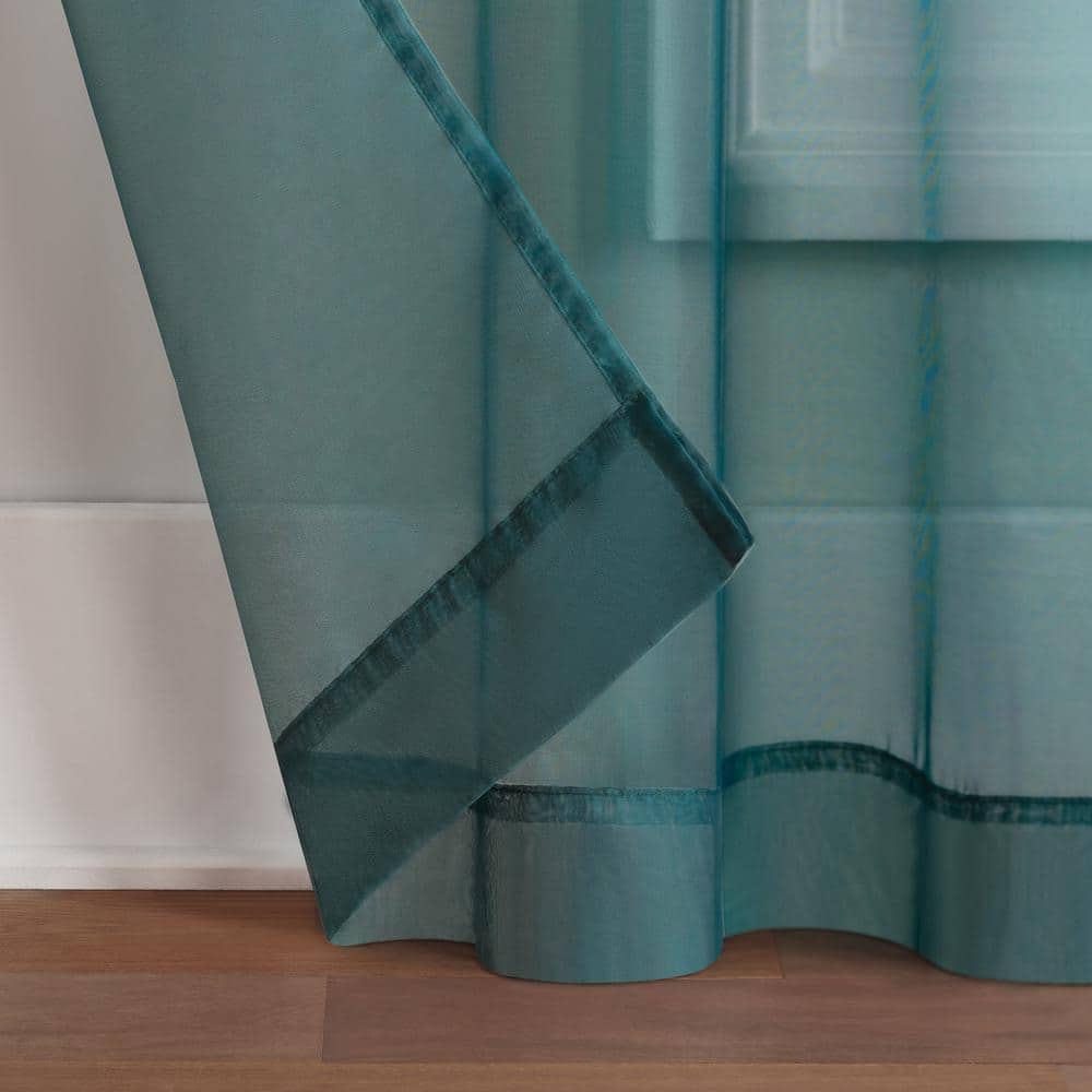 Teal Sheer Grommet Top Light Filtering Curtain Panel