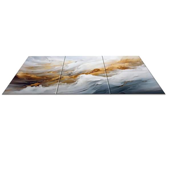 Afoxsos Whispers of Serenity 72 in. x 48 in. Acoustic Wall Panels Decoration in Gold