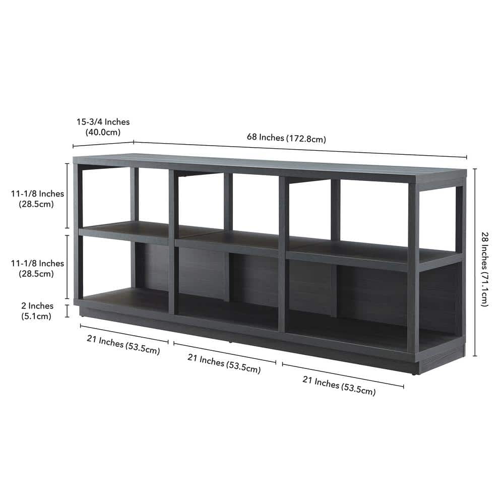 Charcoal Gray Modern MDF 68" TV Stand with Plinth Base
