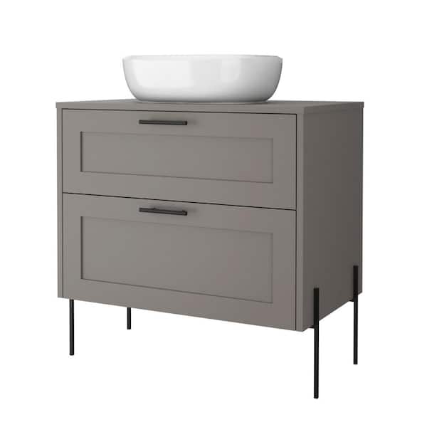 RST BRANDS Svedin 32 in. W x 19 in. D x 32 in. H Bath Vanity in Taupe with Composite Vanity Top in Taupe with White Basin