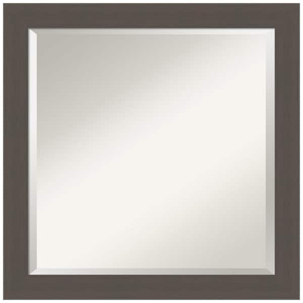Amanti Art Medium Square Brushed Pewter Beveled Glass Casual Mirror (23.5 in. H x 23.5 in. W)