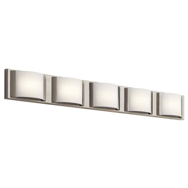 KICHLER Bretto 37.25 in. Brushed Nickel Integrated LED Contemporary Linear Bathroom Vanity Light Bar