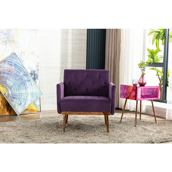 HOMEFUN Purple Morden Leisure Single Accent Chair with Rose Golden Metal Feet