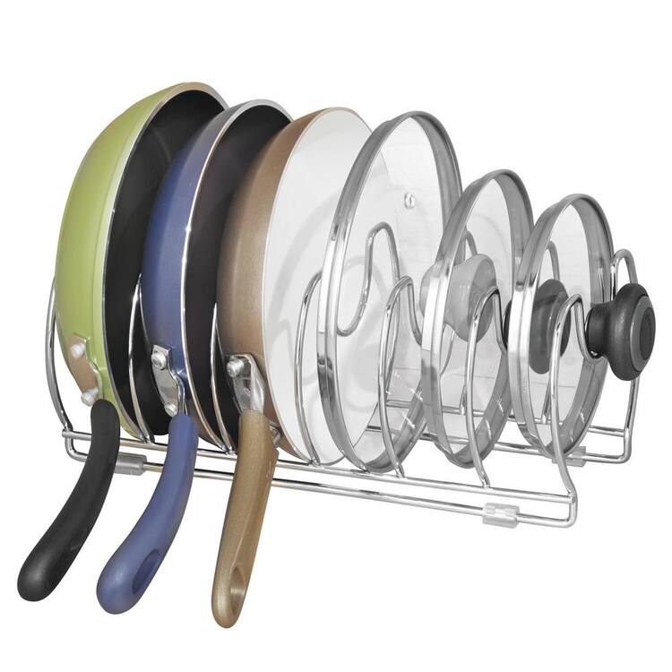 iDesign Classico Steel Kitchen Cabinet Cookware Organizer - 13.2" x 6.35" x 5.17", Chrome