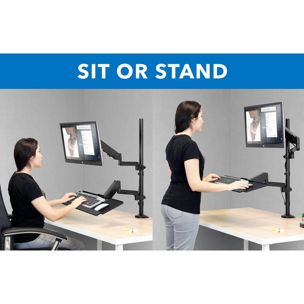 Mount-it Mount-It Full Motion Height Adjustable Sit Stand Monitor Desk Mount | Fits Up to 32" Screens