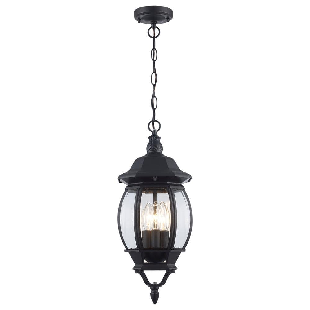 Parsons 3-Light Black Hanging Outdoor Pendant Light Fixture with Clear Glass price history on PriceWatchPro