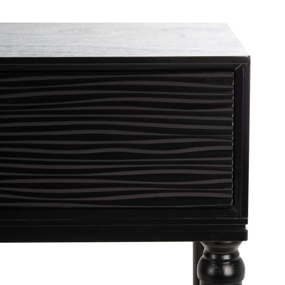 Aliyah Black Wood Console Table with Storage Drawers