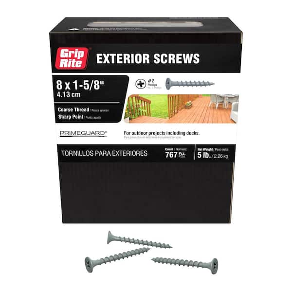 #8 x 1-5/8 in. #2 Phillips Bugle Head Coarse Thread Coated Exterior Screws 5 lb. Box