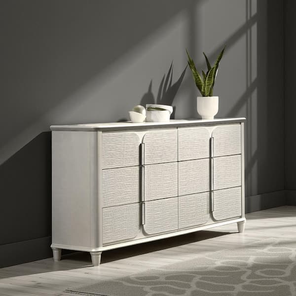 Veda Pearl White 6-Drawer 18 in. Wide Dresser without Mirror