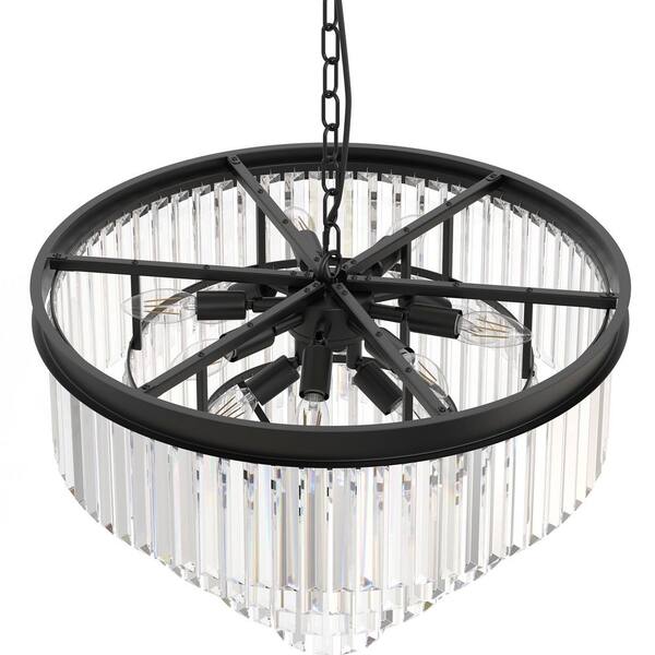 ＊ sun sun⭐️ ＊ YANSUN 24 in. 12-Light 4-Tier Black Crystal Chandelier, Modern