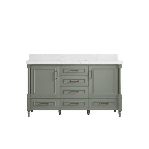 Willow Collections Hudson 60 in. W x 22 in. D x 36 in. H Single Sink Bath Vanity in Evergreen with 2 in. Empira Quartz Top