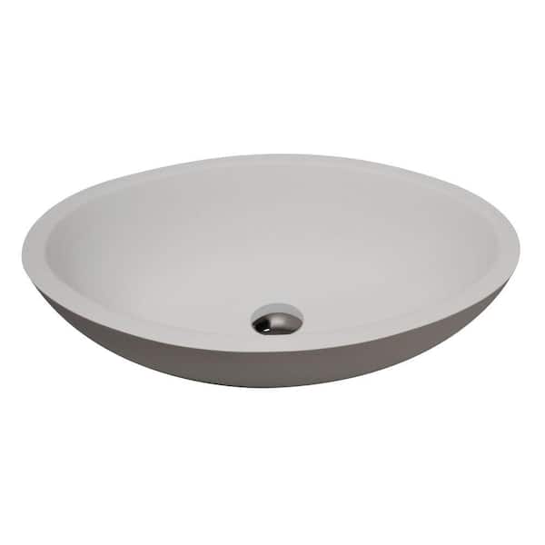 ANZZI Mayorba 1-Piece Solid Surface Vessel Sink with Pop Up drain in Matte White