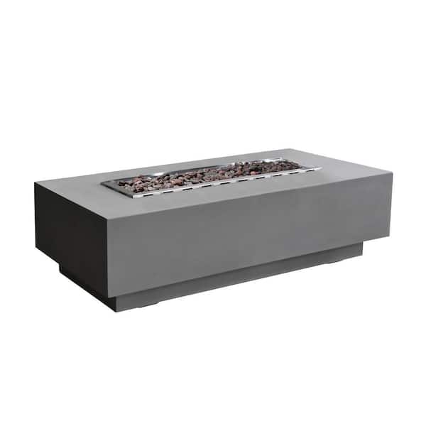 Elementi Granville 60 in. L x 27 in. W x 17 in. H Rectangular Light Grey Concrete Liquid Propane Fire Table