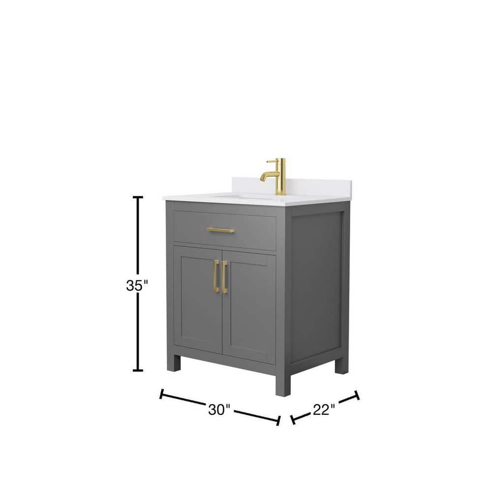 Beckett 30" Dark Gray Single Freestanding Vanity with White Marble Top