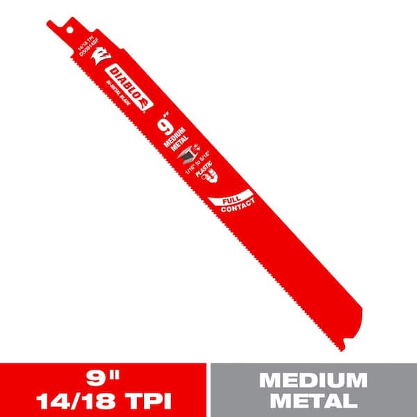 9 in. 14/18 TPI Bi-Metal Reciprocating Saw Blade for Medium Metal
